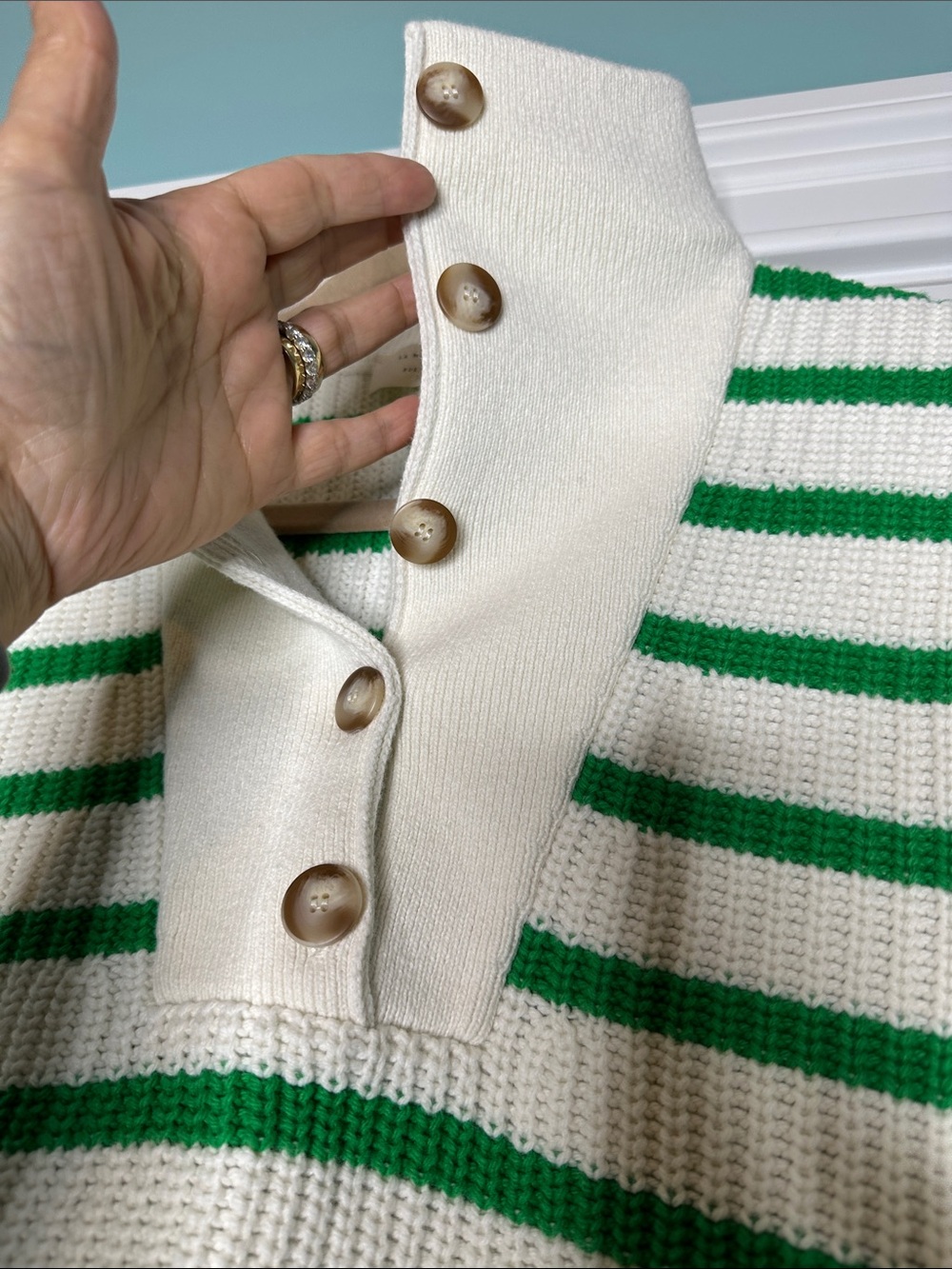 Sezane Kyam Jumper Ecru / Vert size M - Picture 8 of 9